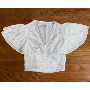 URBAN OUTFITTERS NEVER WORN Webster Jacquard Flutter Sleeve Top